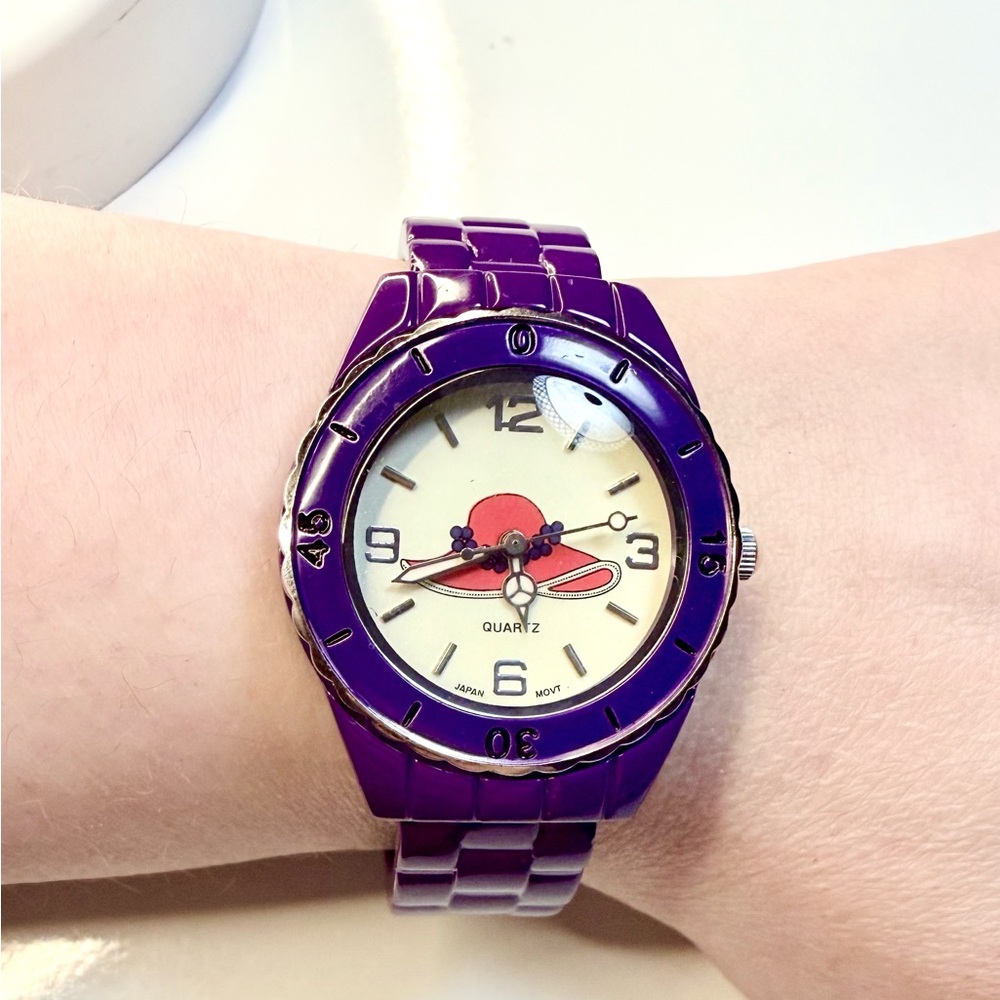 Red Hat Society Logo Watch • Purple Bracelet Band • RHS Collectible